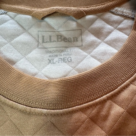 NWOT L.L. Bean Men's Quilted Mustard and Blue Striped Crewneck XL Sweatshirt - Picture 7 of 7